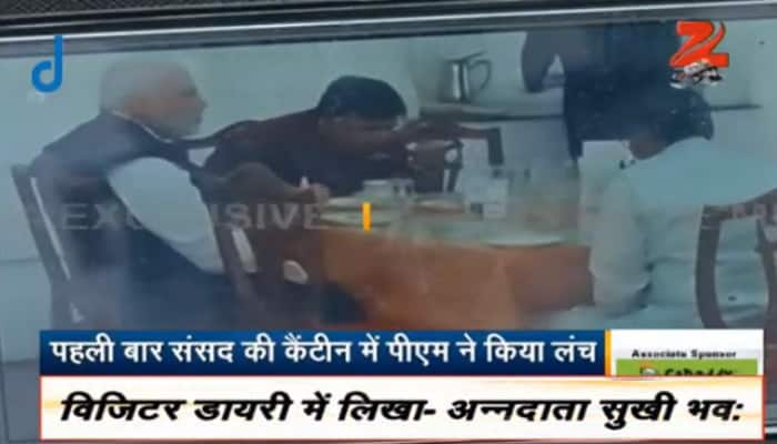 pm narendra modi takes lunch in parliament canteen.