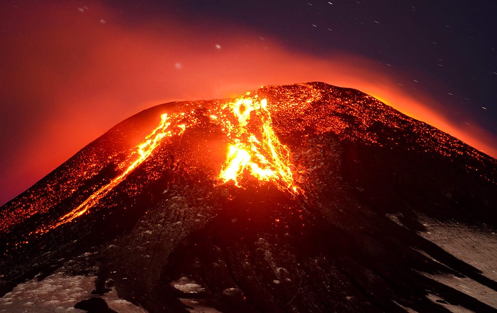 The Villarica volcano erupts near Pucon, Chile. The Villarica volcano erupted Tuesday around 3 a.m. local time (0600 GMT), according to the National Emergency Office, which issued a red alert and ordered evacuations.