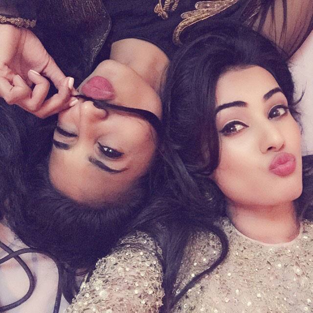 SONAL CHAUHAN :- Goofing around!  himanirchauhan #sisters #nofiter #notrequired #throwback   -instagram