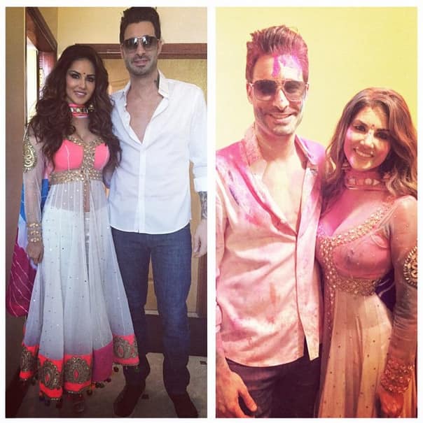 sunnyleone : The before and after with @dirrty99 Happy Holi everyone!! Be safe- Instagram