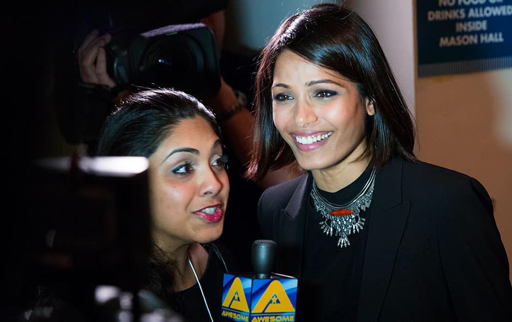 Actress Frieda Pinto arrives for the premiere of the film 