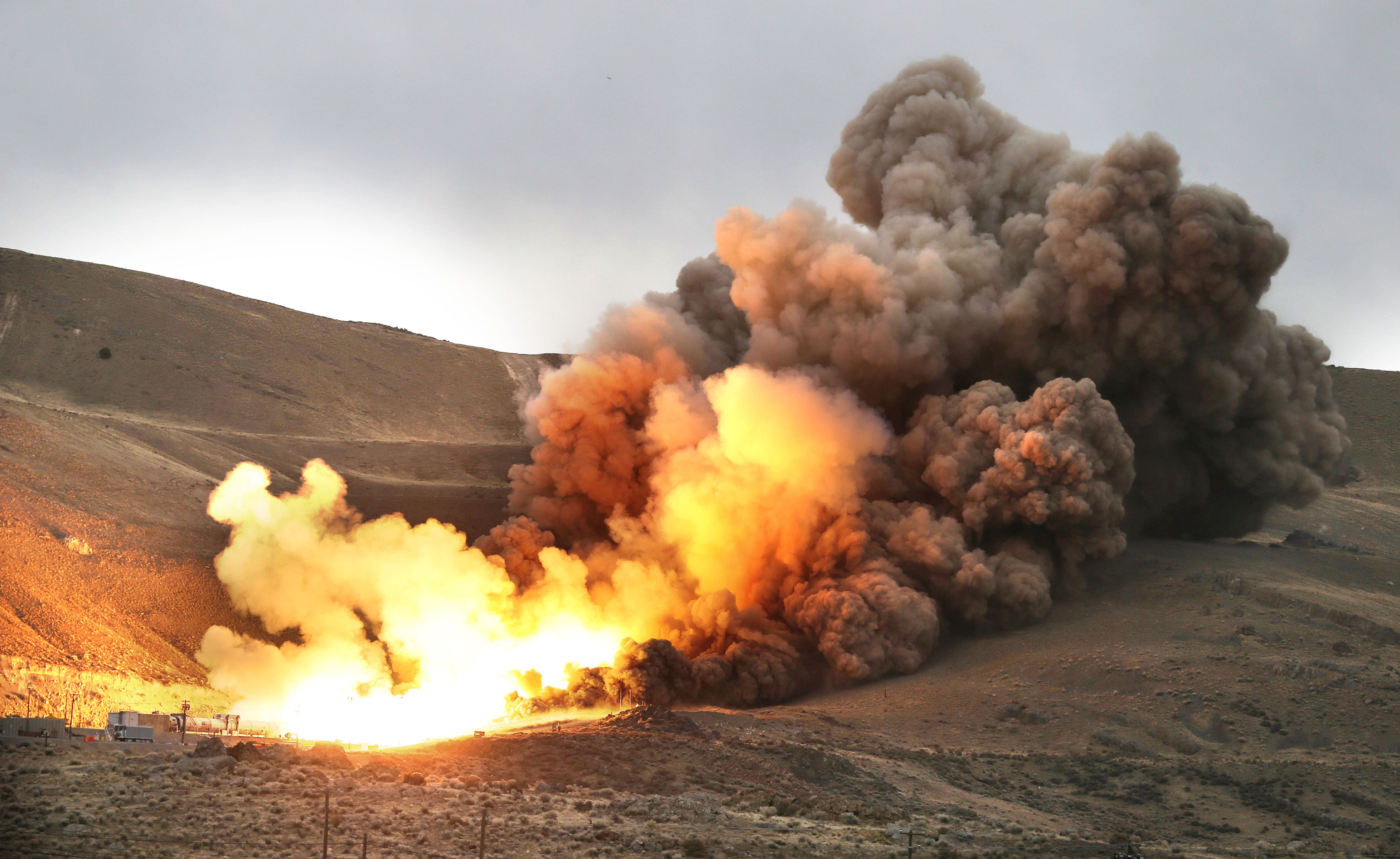 NASA and ATK conduct the first qualification ground test of the five-segment rocket motor that will be used for initial thrust for NASA’s heavy-lift Space Launch System, which will enable new missions of exploration across the solar system  in Promontory, Utah.