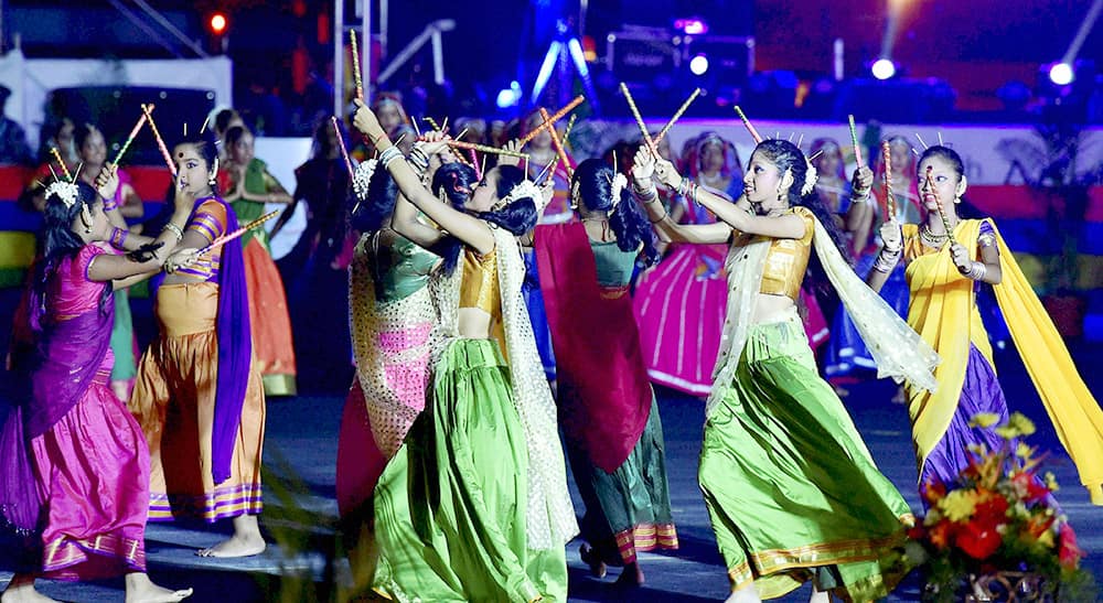 Artists perfrom during the National Day celebrations in Port Louis, Mauritius.