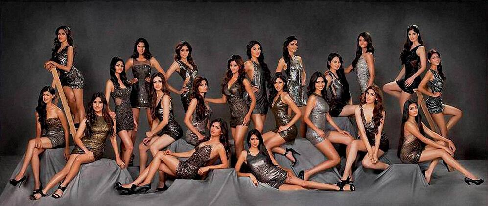 Contestants of Femina Miss India 2015 pose as they were unveiled at an event in Mumbai.