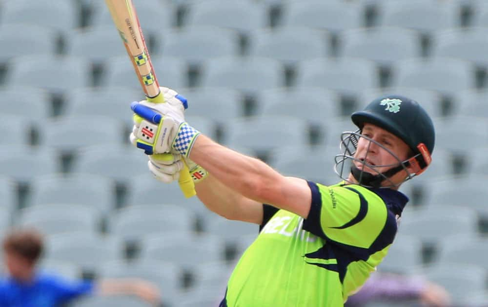 Ireland's captain William Porterfield bats during their Cricket World Cup Pool B match against Pakistan in Adelaide, Australia.