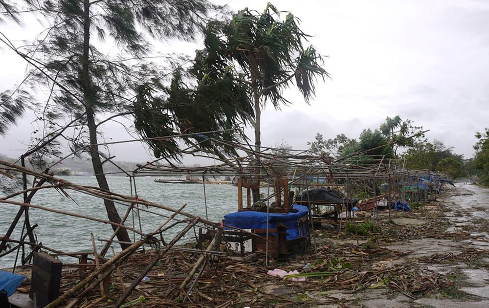 debris is scattered along the coast in Port Vila Vanuatu, after Cyclone Pam ripped through the tiny South Pacific archipelago. 