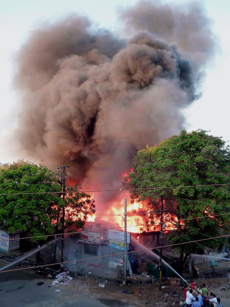 A view of the massive fire that broke out in Hyderabad.