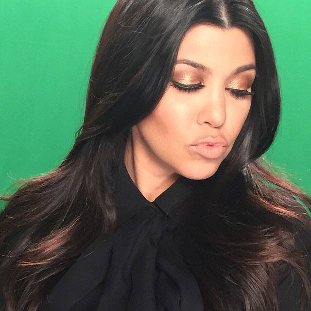 Kourtney Kardashian:- Green screen action today. MakeupBy: @robscheppy HaiRbY: lorenzomartinjr -instagram