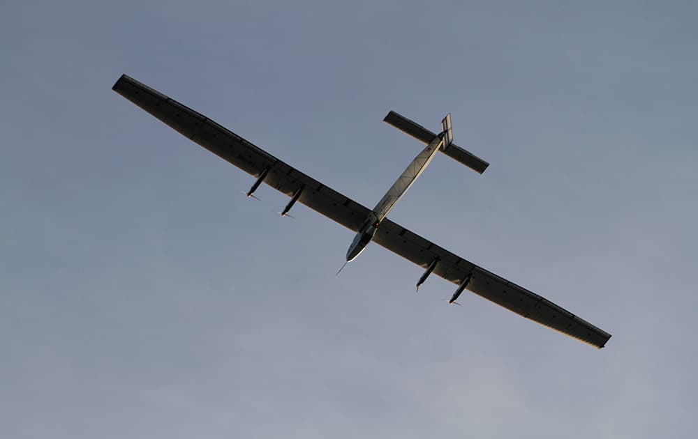 Swiss-made Solar Impulse-2 takes off from Ahmedabad, India.