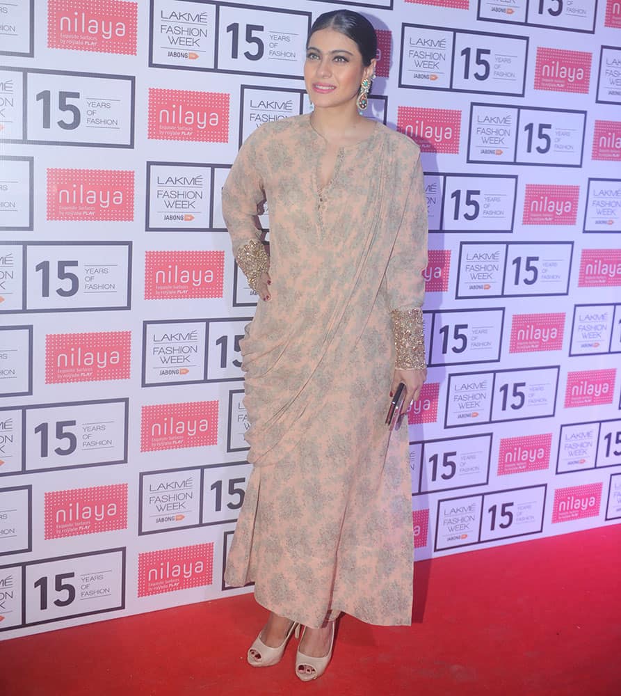 Kajol during the opening of Lakme Fashion Week Summer Resort 2015 in Mumbai. -dna