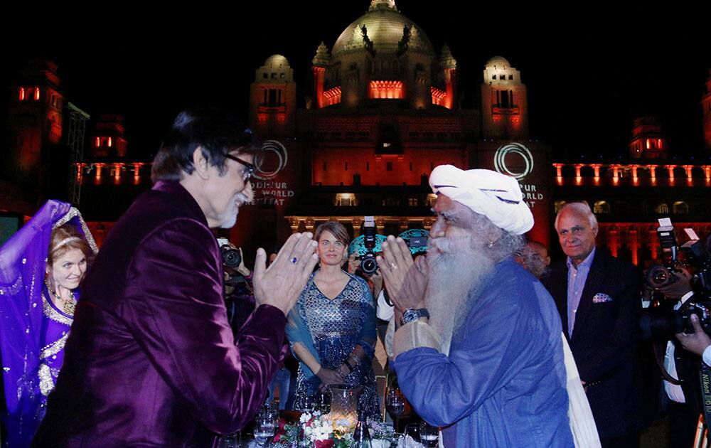 Actor Amitabh Bachchan at the One World Retreat organised by Indian head injury foundation at Umed Bhawan in Jodhpur.