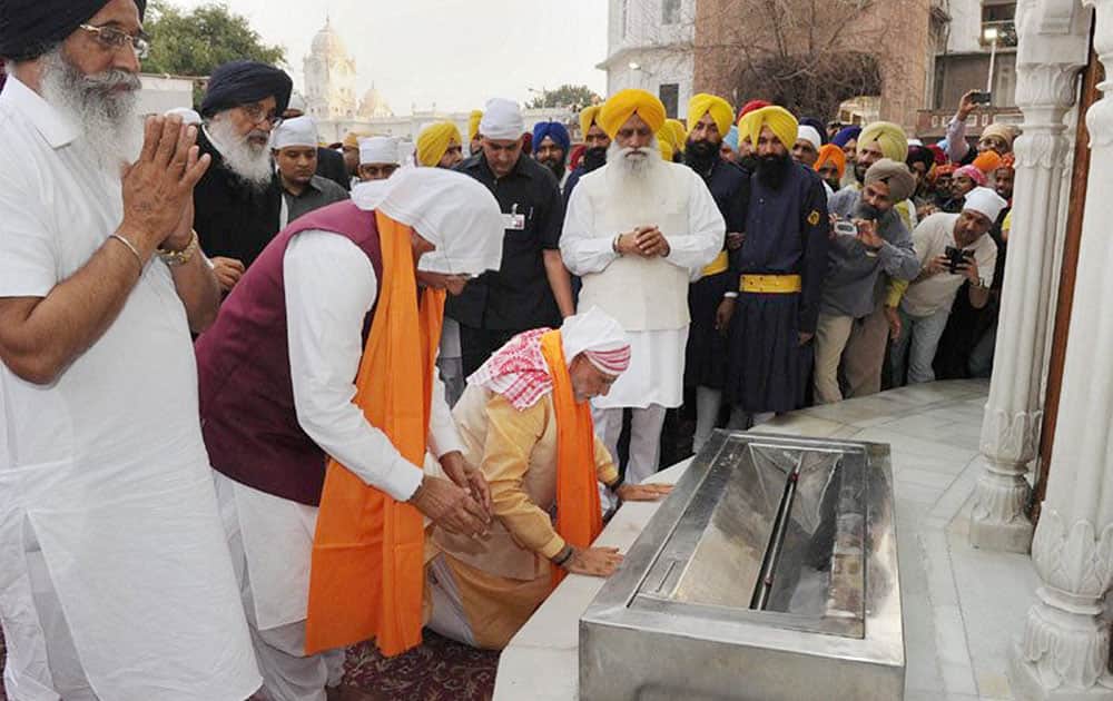 Prime Minister Narendra Modi during a visit to the Golden Temple in Amritsar.