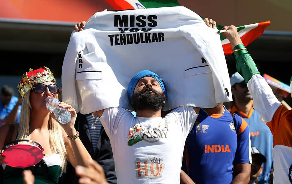 Indian supporter's wait for the start of their Cricket World Cup semifinal against Australia in Sydney, Australia.