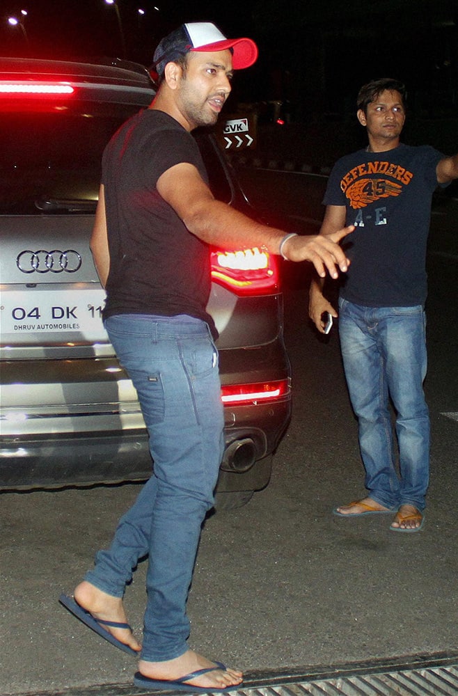 Rohit Sharma upon his arrival at the international airport in Mumbai.