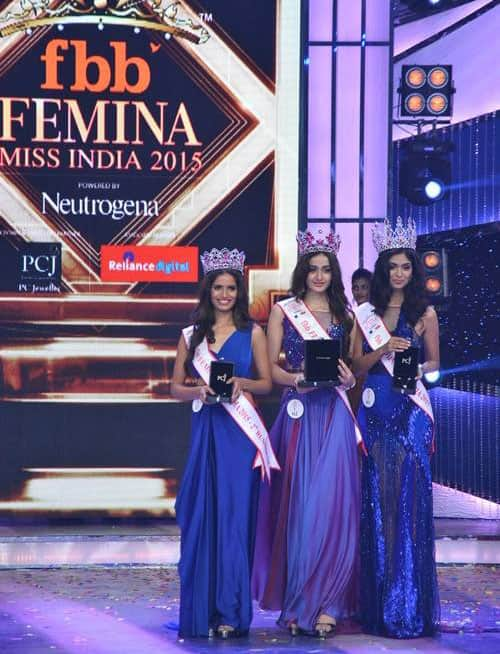 Femina Miss India :- fbb #FeminaMissIndia2015 is Aditi Arya, 1st runner-up Aafreen Rachel Vaz &  2nd Vartika Singh @PCJeweller @fbb_india. -twitter