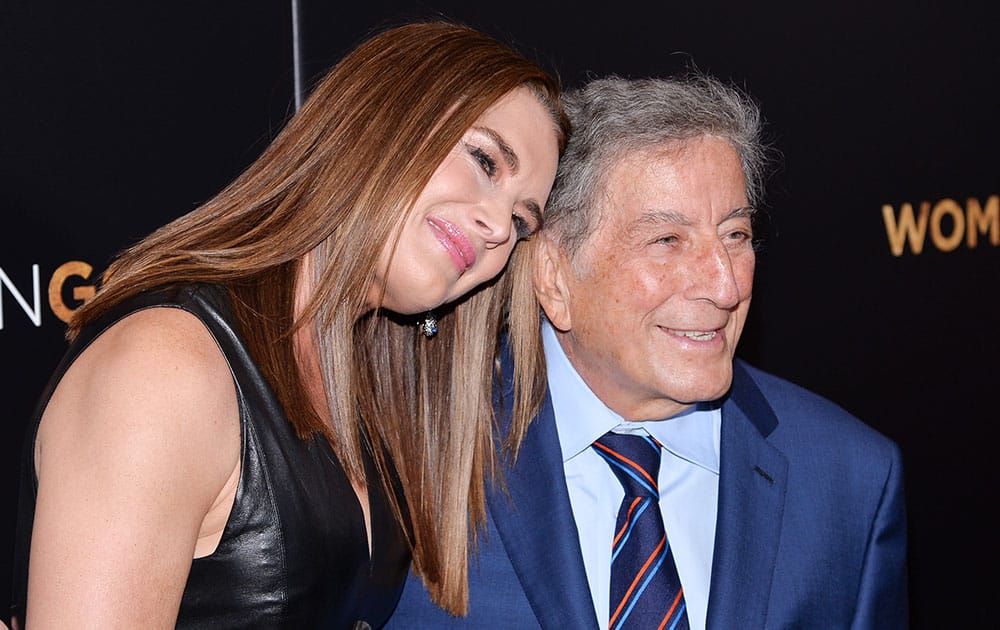 Singer Tony Bennett, right, and actress Brooke Shields attend the premiere of 