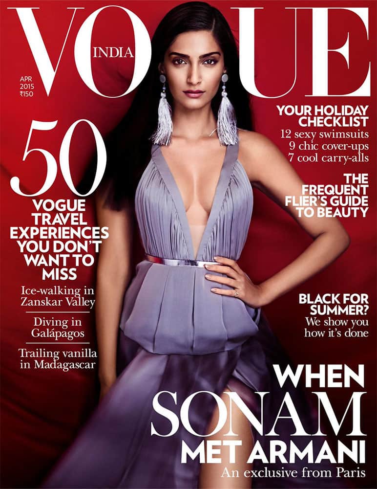 VOGUE India :- Sonam Kapoor sizzles on cover of Vogue Magazine April 2015 issue. -twitter