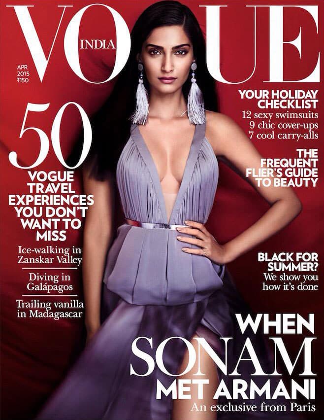 Sonam Kapoor :- excited to be on the April issue of @vogueindia !  -twitter