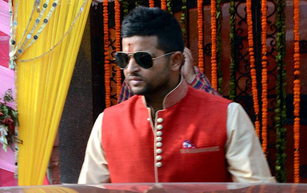 Cricketer Suresh Raina during his engagement ceremony at Rajnagar in Ghaziabad.