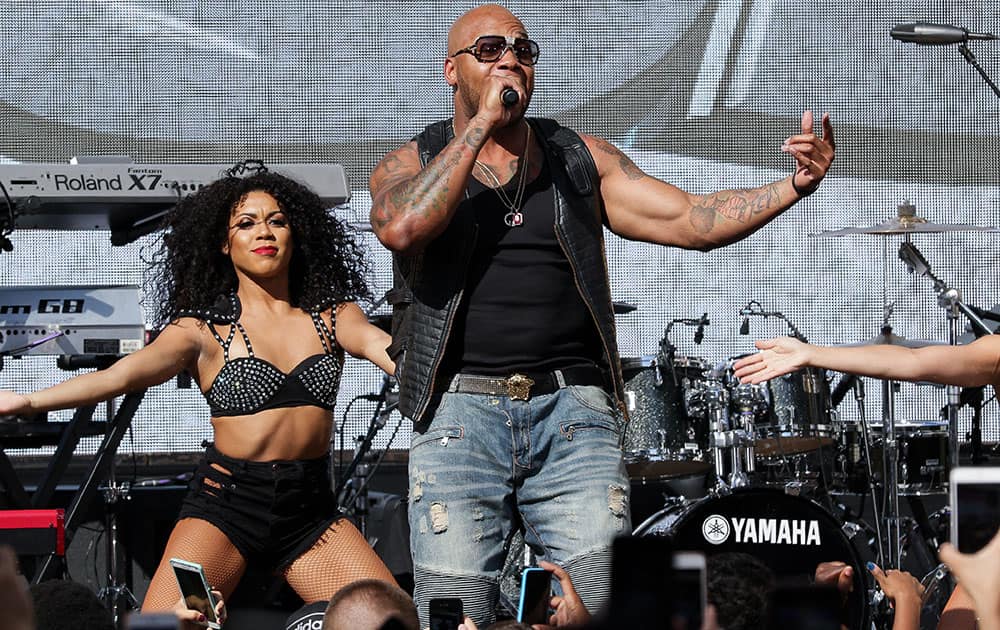 Flo Rida performs on stage at the 