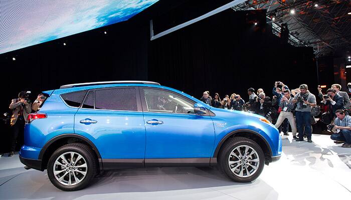 The 2016 Toyota RAV4 Hybrid is presented at the New York International Auto Show.