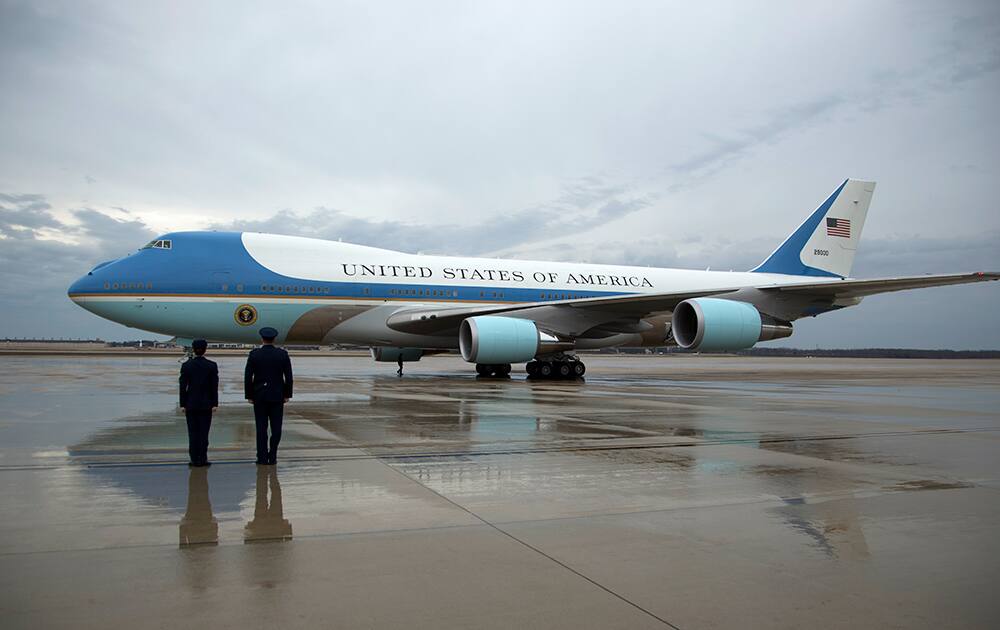 The Air Force One, with President Barack Obama aboard, taxis on tarmac of Andrews Air Force Base, Md., as it arrives from in the rain, a trip to Salt Lake City, Utah5.