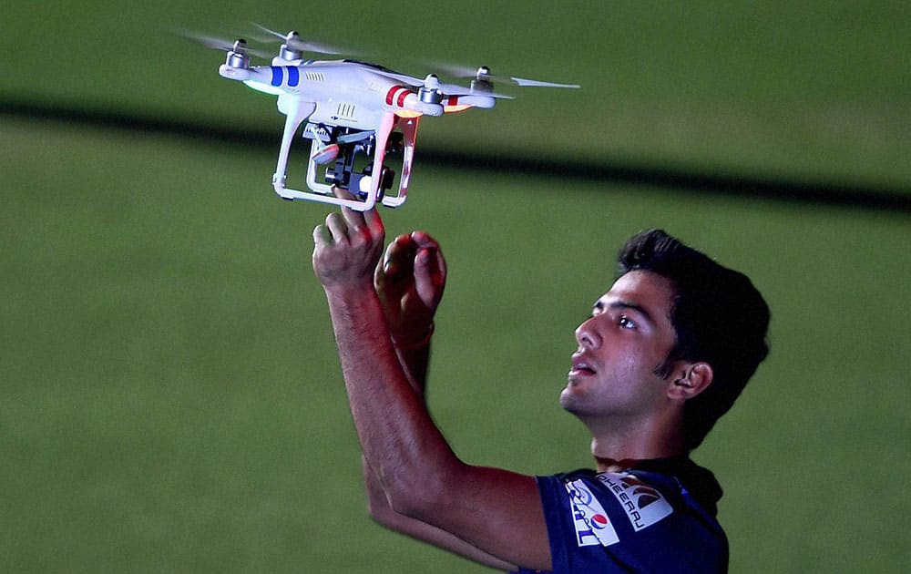 Mumbai Indian player Unmukt Chand after training session at Eden Garden in Kolkata.