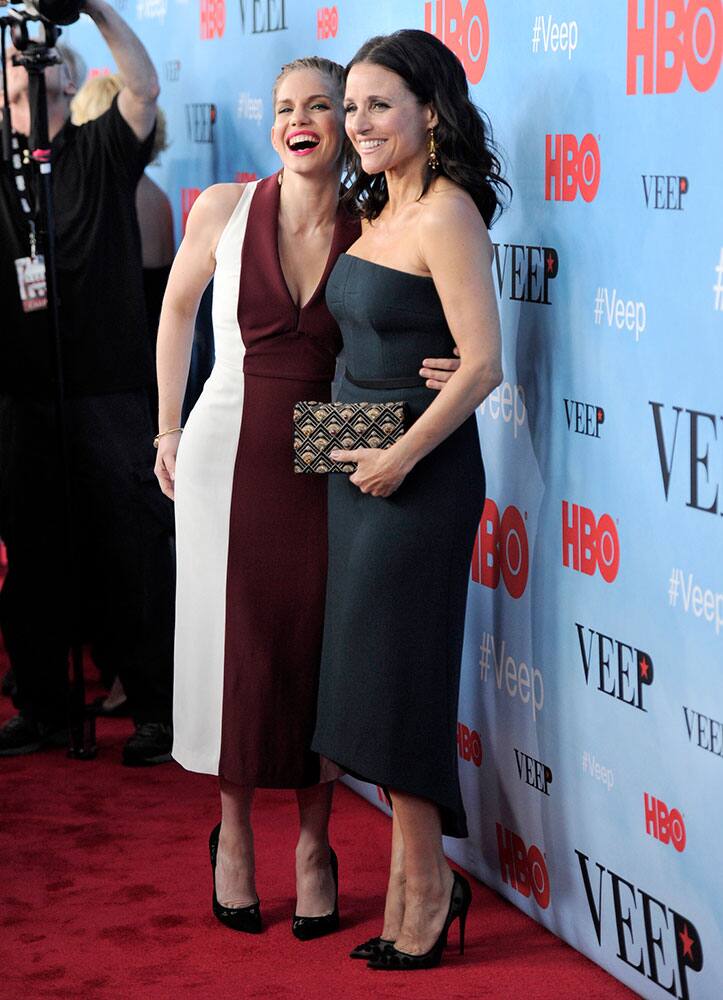 Anna Chlumsky, left, and Julia Louis-Dreyfus attend the premiere of HBO's 