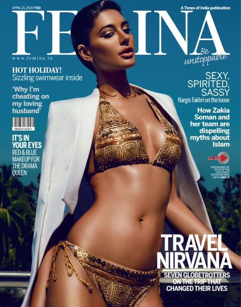 And if this isn't smokin, dont know what is! Check @NargisFakhri on the cover of @FeminaIndia !!! -twitter