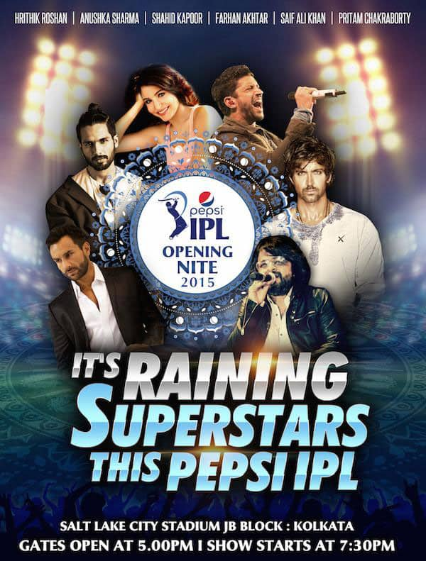 IndianPremierLeague :- #Pepsi IPL Opening Nite - Tickets sale is on at the Box Office  -twitter