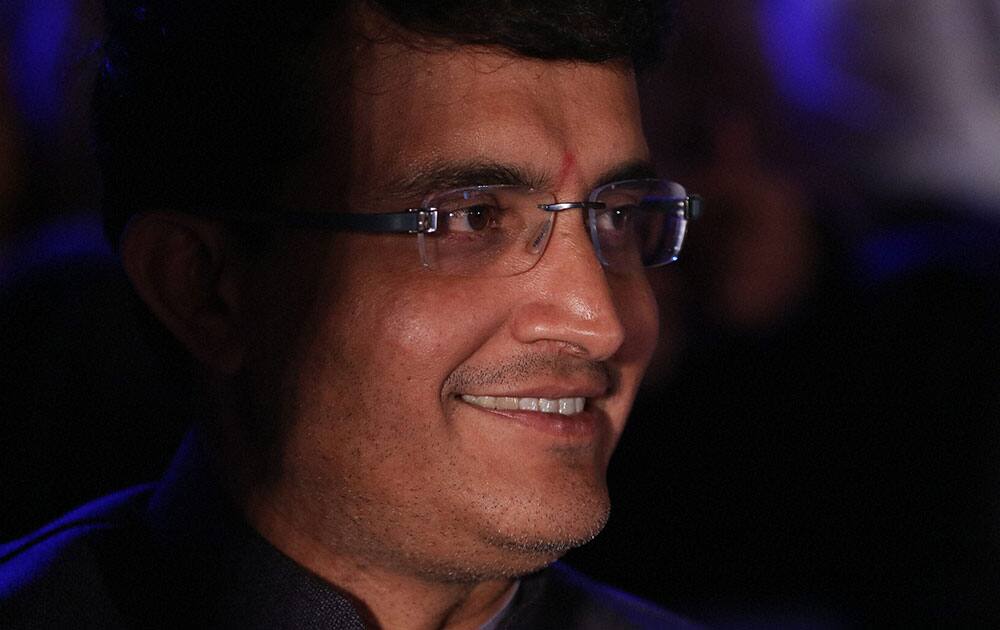 EX Indian Skipper Sourav Ganguly enjoying performance during the Pepsi IPL 2015 opening night event at the Salt Lake Stadium in Kolkata.