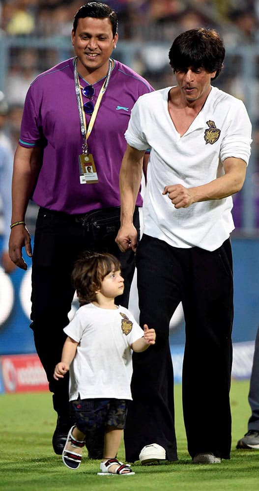 Shah Rukh Khan's youngest son during IPL 2015 first match against Mumbai Indians at Eden Garden.