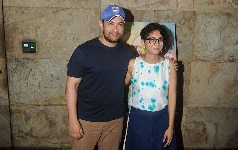 Aamir Khan and wife Kiran Rao at the screening of 'Margarita with a straw' in Mumbai. dna