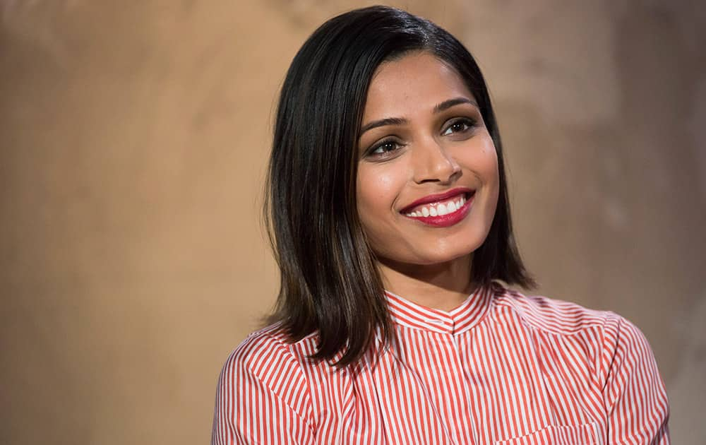 Freida Pinto participates in AOL's BUILD Speaker Series to discuss her new film 'Desert Dancer' at AOL Studios, in New York.