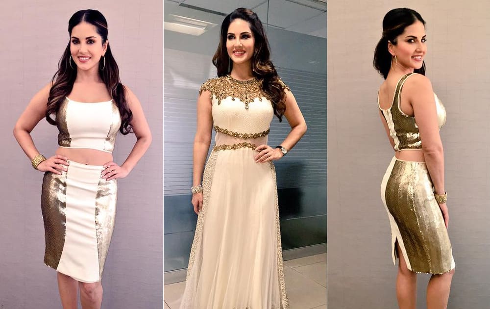 My outfits from @soniamehraofficial this week for @LeelaFilm So so nice. Twitter@SunnyLeone