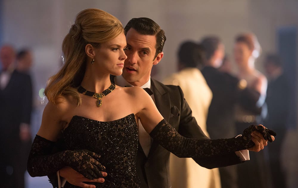 This image released by Fox, Erin Richards and Milo Ventimiglia appear in a scene from 'Gotham.'