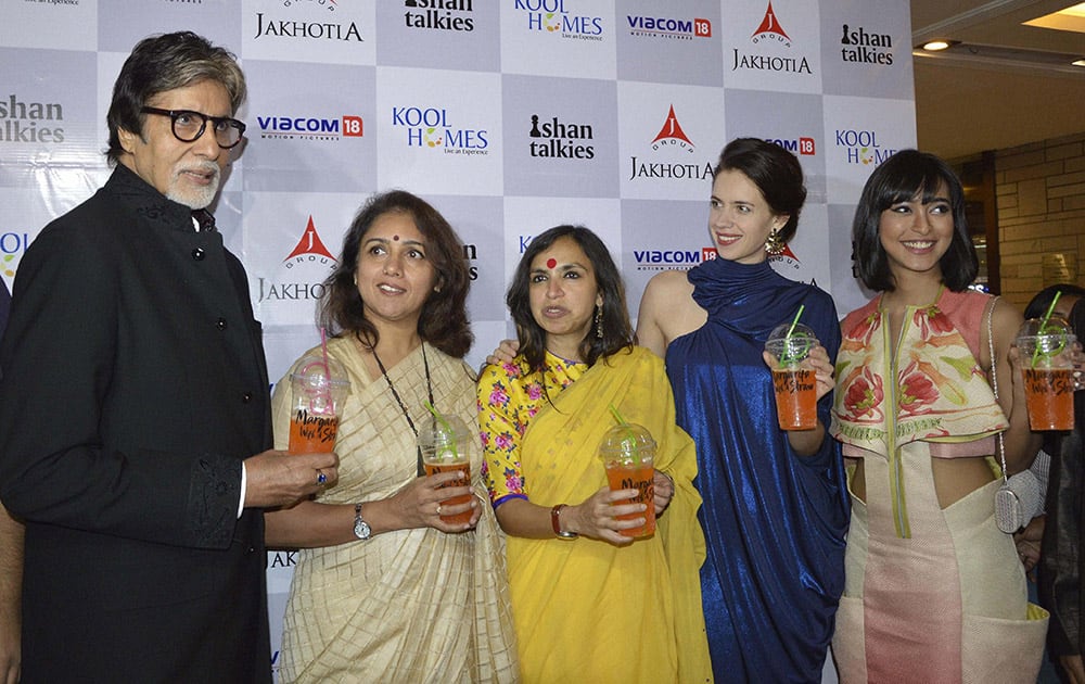 Bollywood star Amitabh Bachchan, actoress Kalki Koechlin and others at a special screening of film Margarita With A Straw in New Delhi.