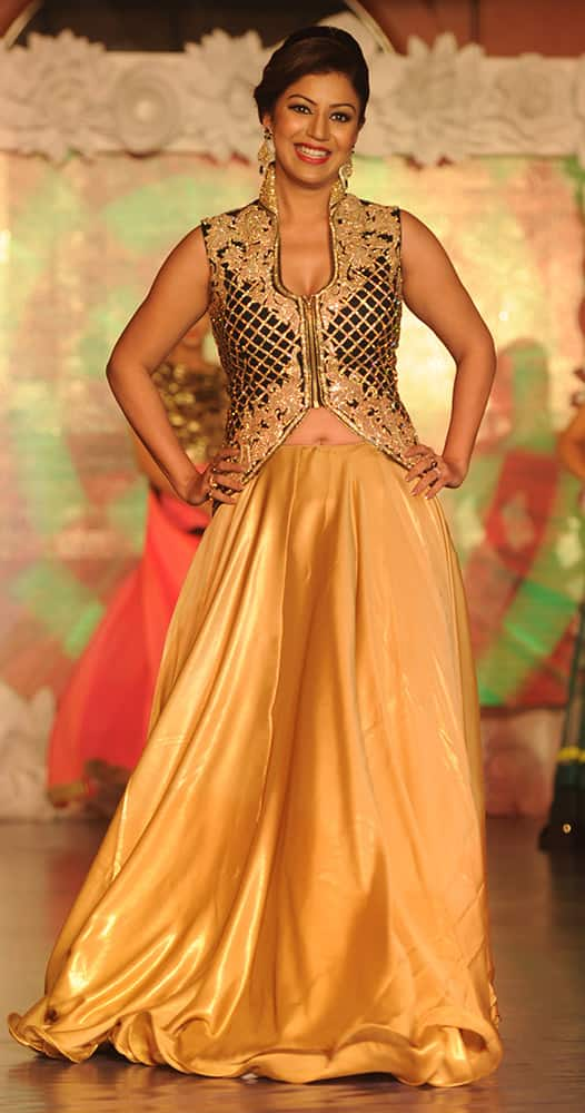 Debina Bonnerjee walks the ramp at a fashion show organised for the cause of stopping girl child abuse, in collaboration with NGO Beti in Mumbai. DNA