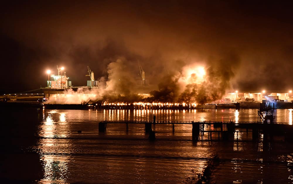 A significant amount of dark and smelly smoke from a fire at a deep-water port terminal billowed over the town of Squamish, British Columbia.