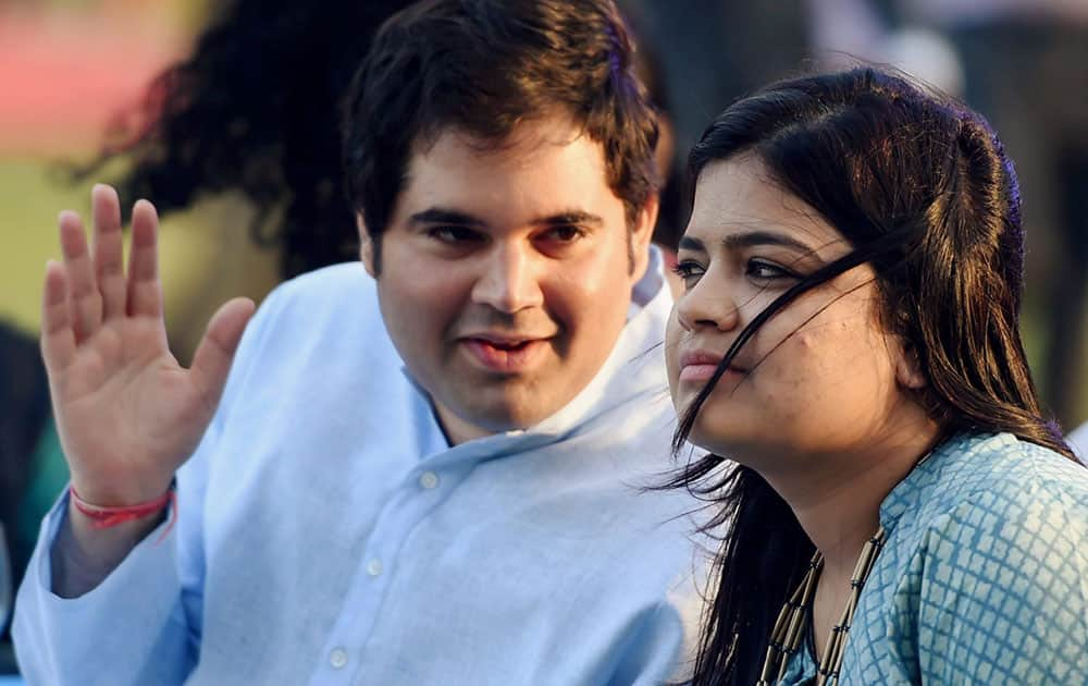 BJP MPs Varun Gandhi and Poonam Mahajan during The United Nations Young Change Makers Conclave 2015 in Mumbai.