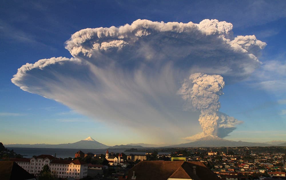 The Calbuco volcano erupts near Puerto Varas, Chile.