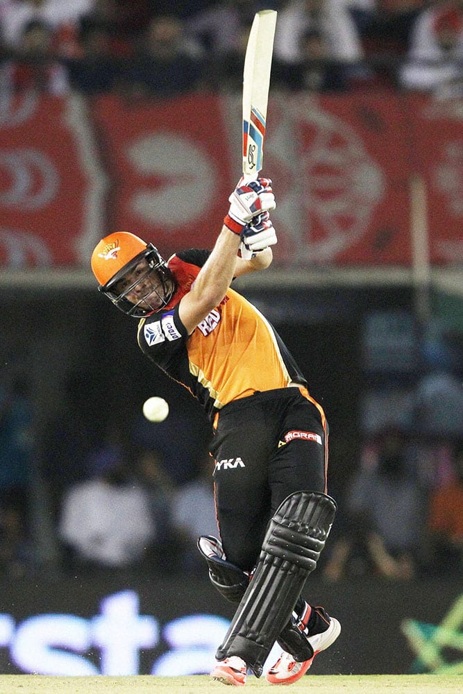 Sunrisers Hyderabads Moises Henriques plays a shot during an IPL match against Kings XI Punjab in Mohali.