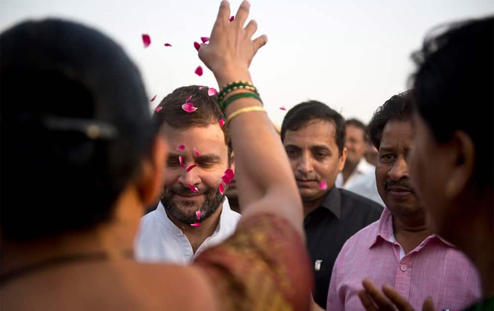 Congress vice president Rahul Gandhi undertook a 15-kilometre, day-long 'sanvad padyatra' in Maharashtra's Amravati district on Thursday. He met distressed farmers and listened to their problems as he walked from village to village in the Vidarbha region. - Twitter@INCIndia