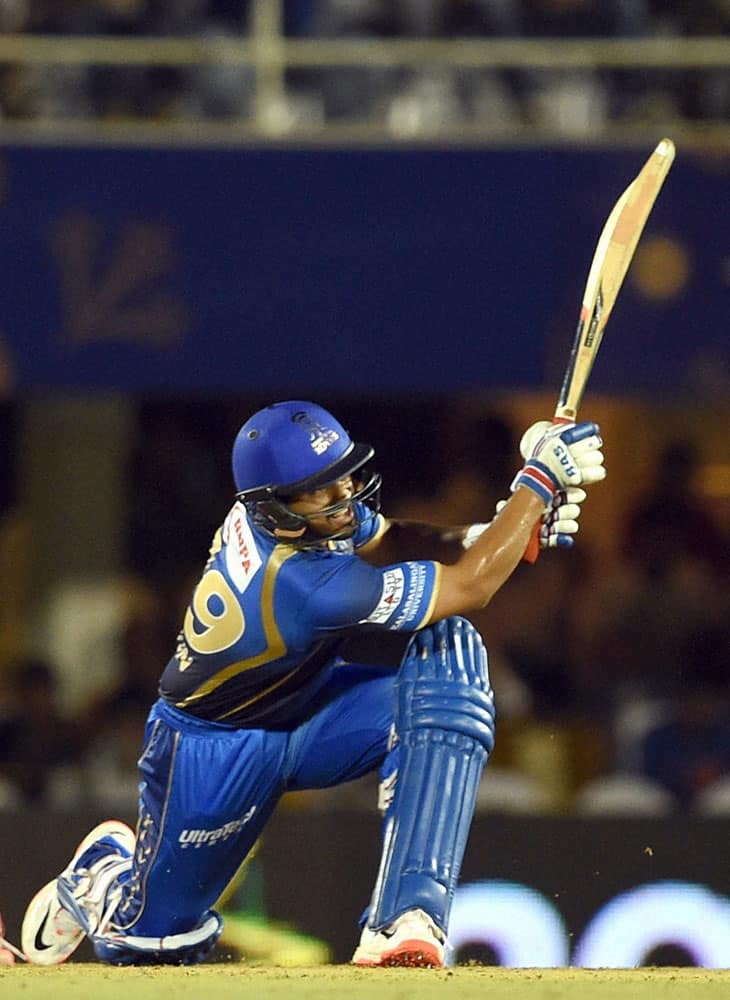 Rajasthan Royals player Karun Nair plays a shot during an IPL match in Mumbai .