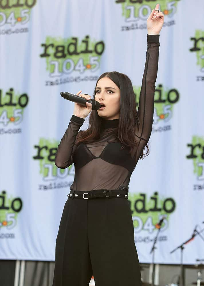 Singer-songwriter Banks performs in concert during the Radio 104.5 Summer Block Party at Festival Pier, in Philadelphia.