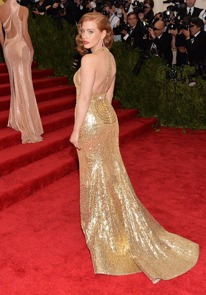 Jessica Chastain arrives at The Metropolitan Museum of Art's Costume Institute benefit gala celebrating 'China: Through the Looking Glass', in New York.