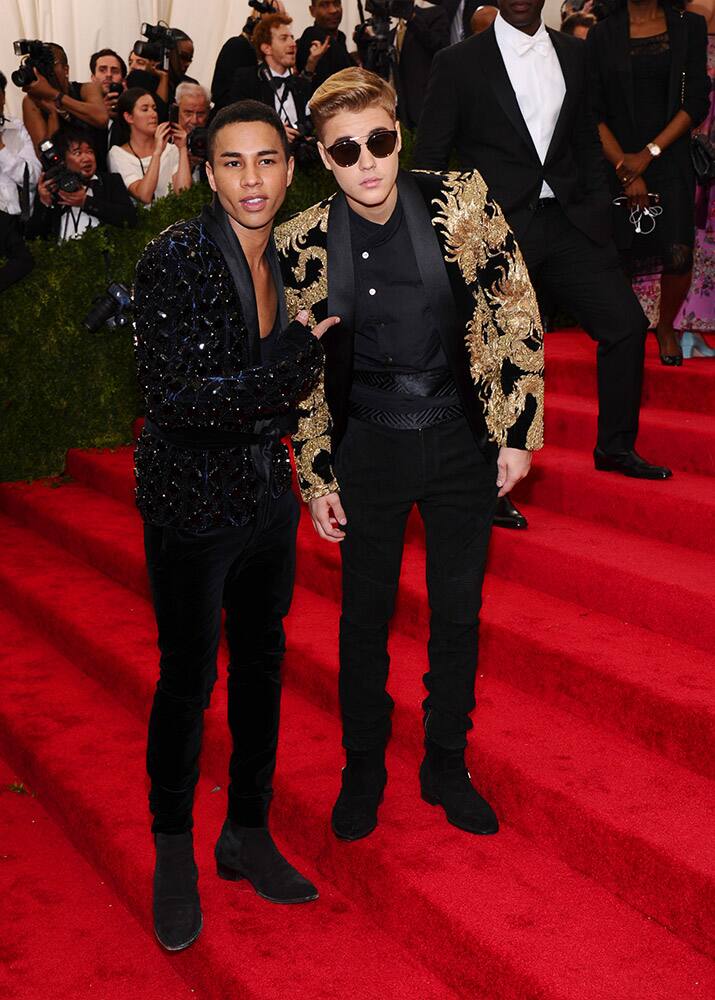 Olivier Rousteing and Justin Bieber arrive at The Metropolitan Museum of Art's Costume Institute benefit gala celebrating 'China: Through the Looking Glass', in New York.