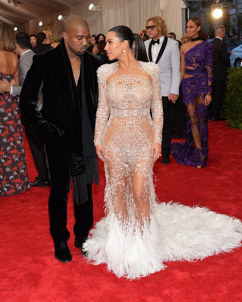 Kanye West and Kim Kardashian arrive at The Metropolitan Museum of Art's Costume Institute benefit gala celebrating 'China: Through the Looking Glass', in New York.