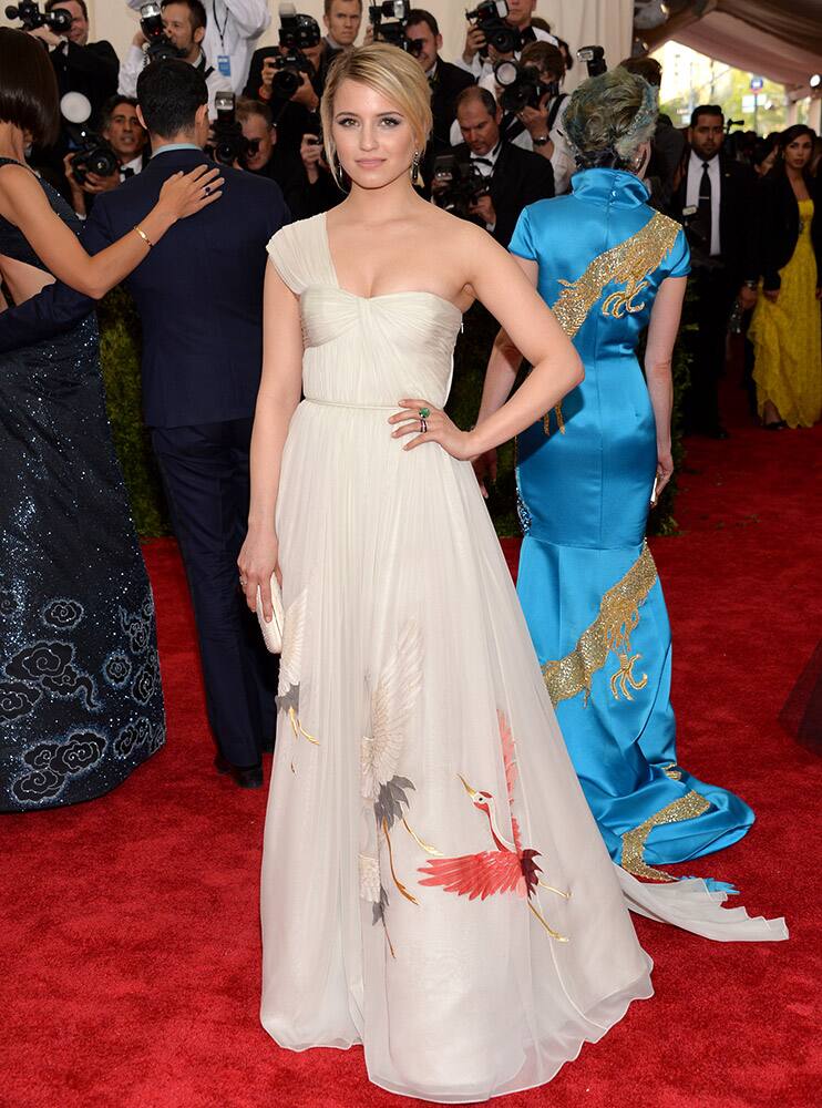 Dianna Agron arrives at The Metropolitan Museum of Art's Costume Institute benefit gala celebrating 'China: Through the Looking Glass', in New York.