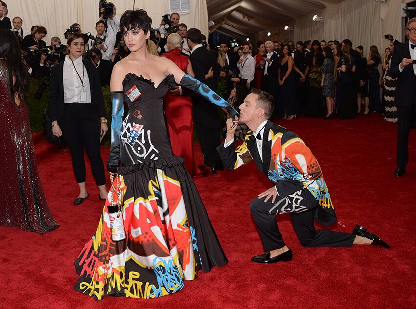 Katy Perry and Jeremy Scott arrive at The Metropolitan Museum of Art's Costume Institute benefit gala celebrating 'China: Through the Looking Glass', in New York.